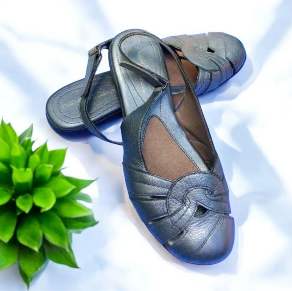 Naturalizer comfortable pewter sling backs  8W great walking or work shoe
